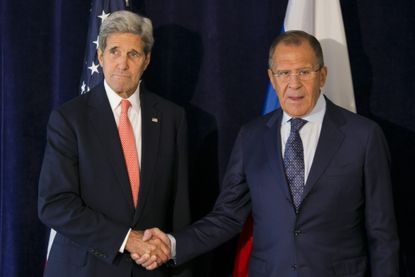 John Kerry meets Russian Foreign Minister Sergei Lavrov at the U.N. amid mounting tensions over Syria