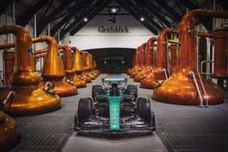 Courtesy Glenfiddich x Aston Martin Formula One Team collaboration: car at distillery