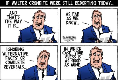 Political Cartoon U.S. Walter Cronkite Trump