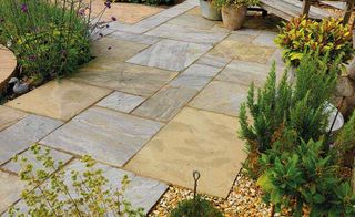 Pavestone Old Black Paving stones in a garden