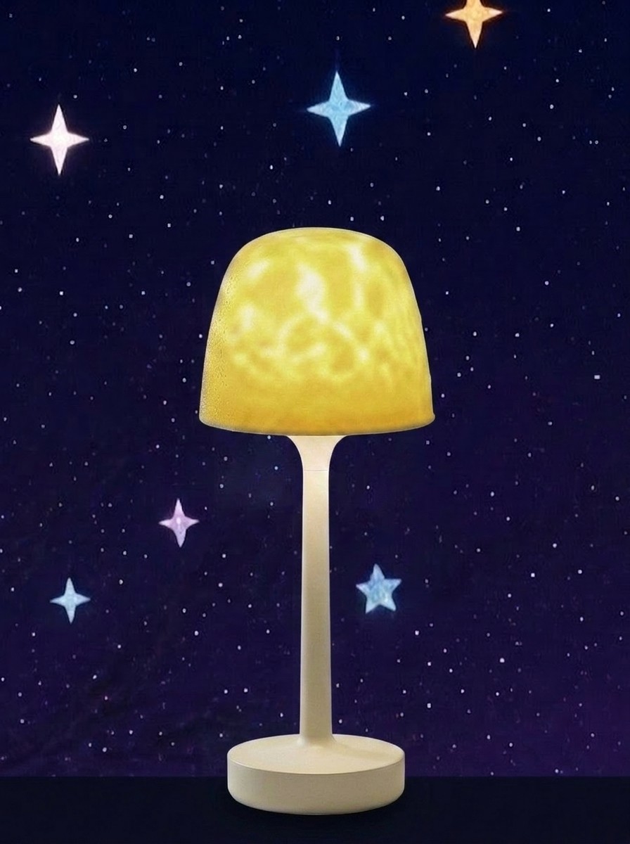 A Funlery Shower Lamp against a starry background edited by Gemini