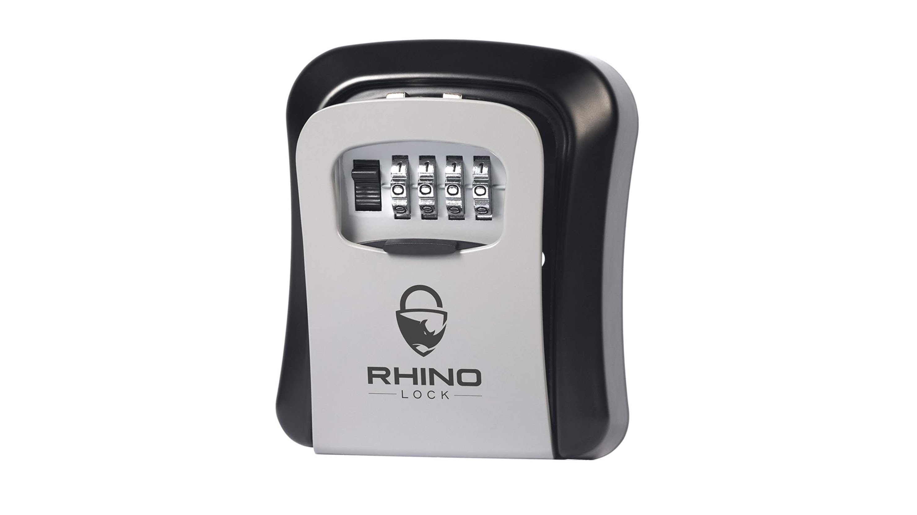 A Rhino branded lock secure key combination safe made from steel with 4-key capacity