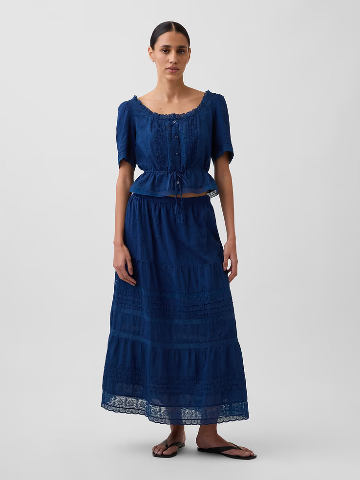 Gap, Lace-Trim Maxi Skirt