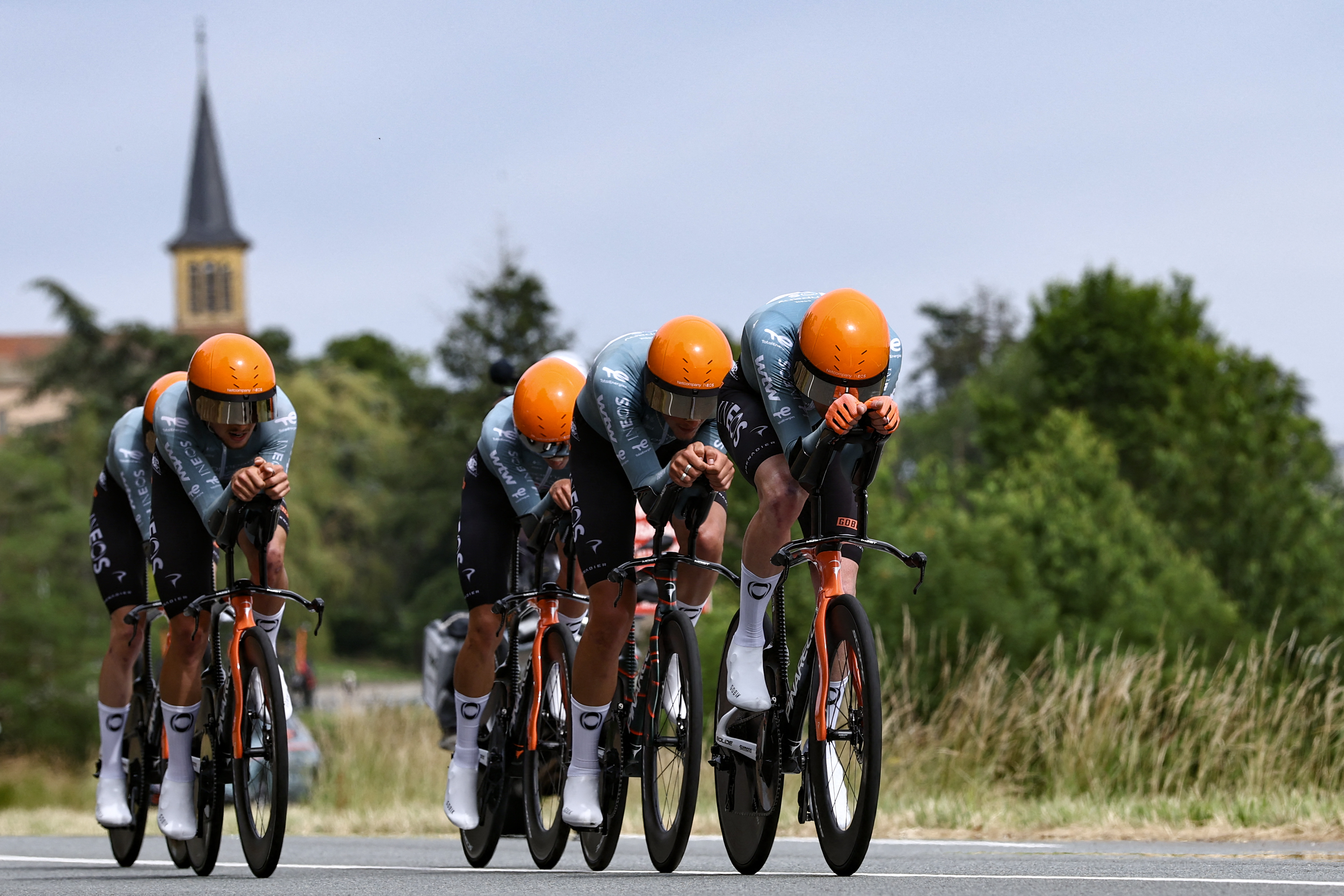 Netcompany-Ineos ride the team time trial at Tour Auvergne Rhone Alpes 2026 stage 3