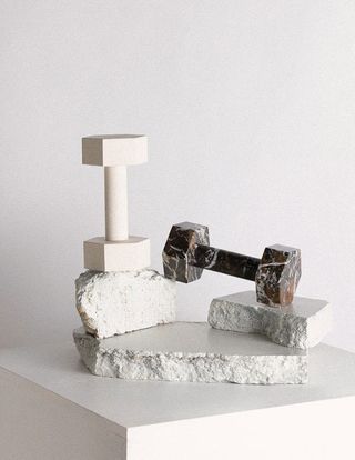 black and white marble dumbells designed by Addition Studio