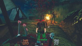 Fantasy FPS boomer shooter Coven being played showing witch using magic to defeat her foes.