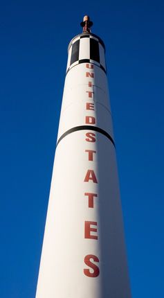 A replica of the Redstone rocket in Kansas Cosmosphere and Space Center in Hutchinson.