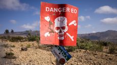 A landmine warning sign in Ethiopia