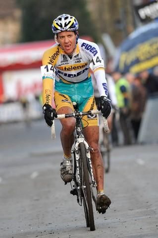 Belgium's Tom Meeusen (Telenet-Fidea Cycling Team) crosses the line for sixth place.
