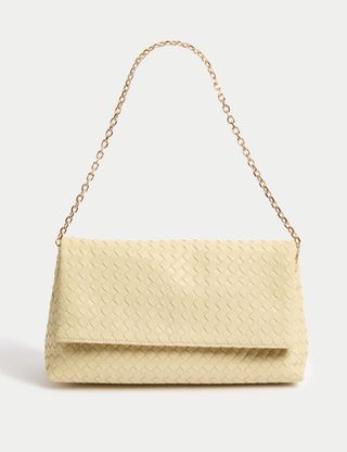 Faux Leather Woven Clutch Bag