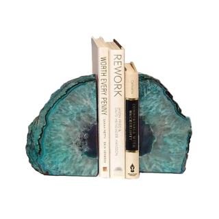 Teal agate bookends.