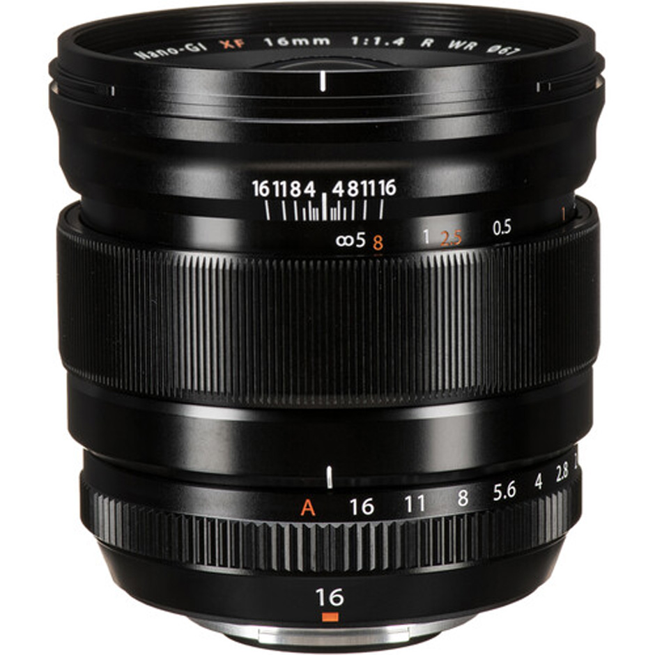 Fujifilm XF16mm F1.4 R WR on a white background