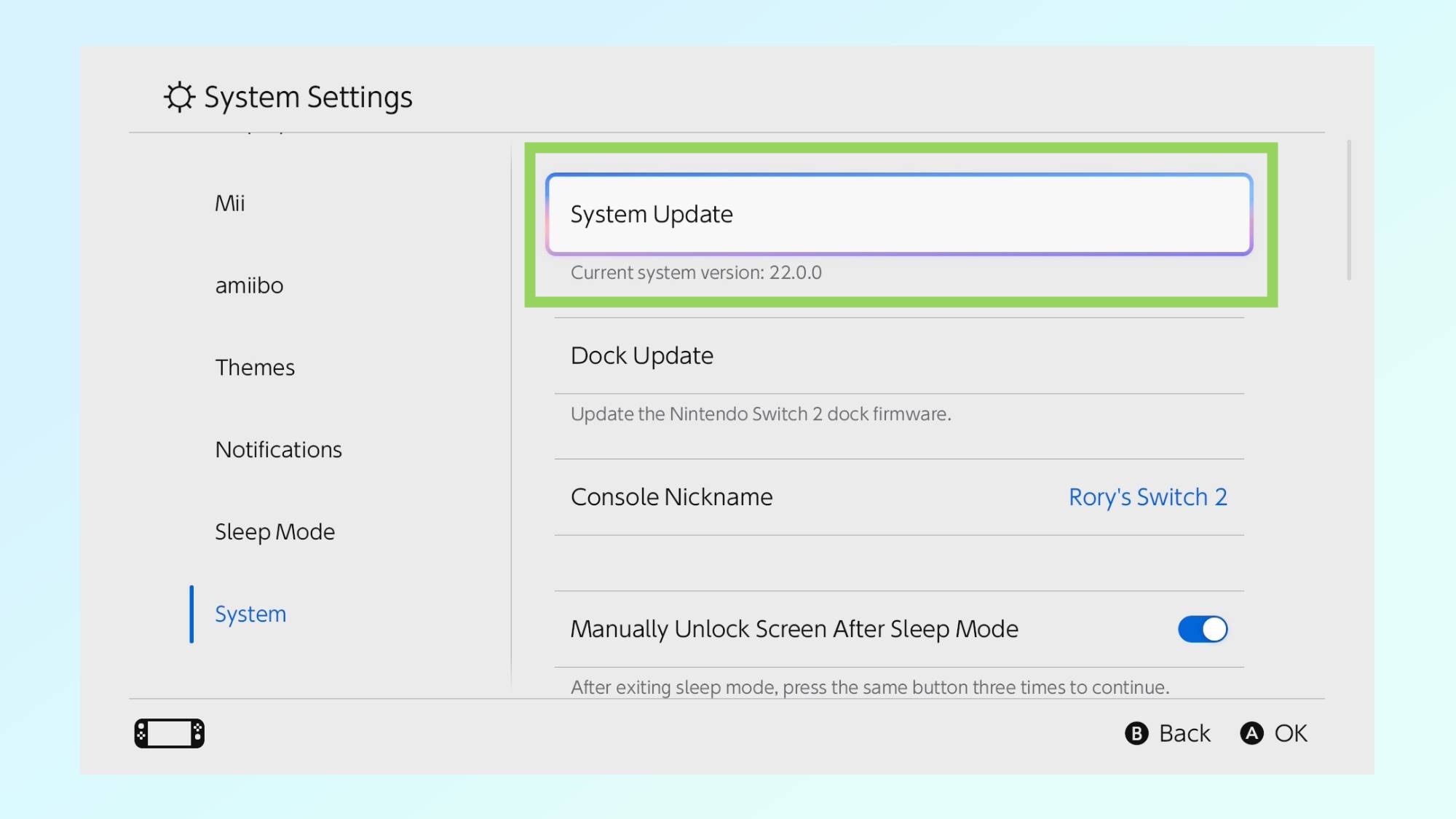 Image showing how to enable Handheld Boost Mode on Nintendo Switch 2