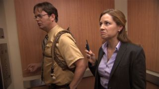 The Office Pam and Dwight in elevator