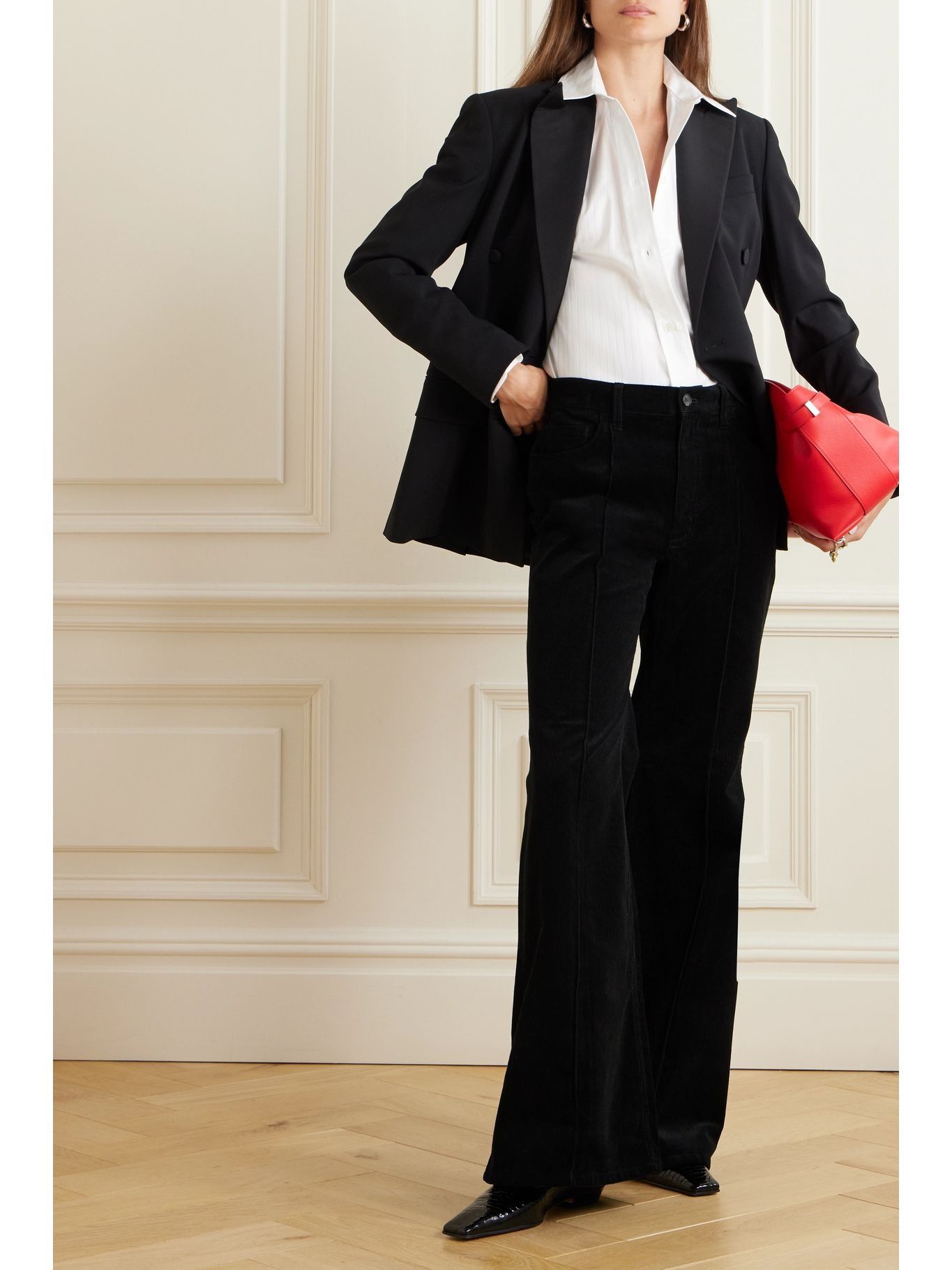 Black Ralph Lauren wide-leg corduroy pants