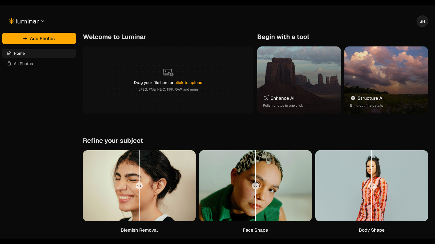 Sklylum Luminar on Web screenshot 