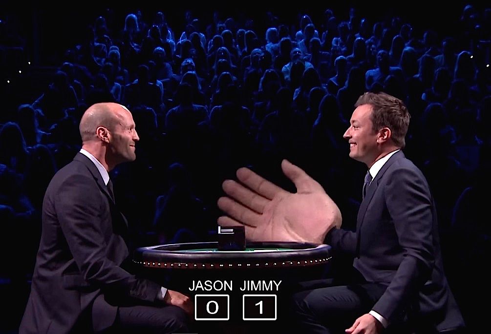 Jimmy Fallon gets to slap English actor Jason Statham