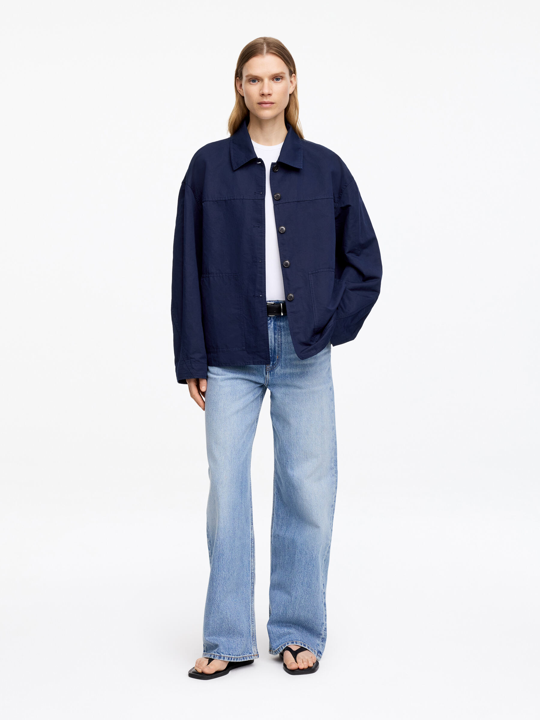Linen-Cotton Overshirt &amp;ndash; Dark Blue &amp;ndash; Women &amp;ndash; Arket Gb