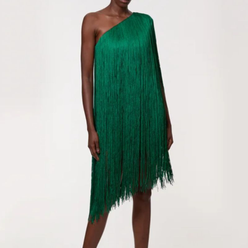 green fringed asymmetric