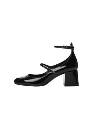 Patent leather-effect shoes with buckle - Women