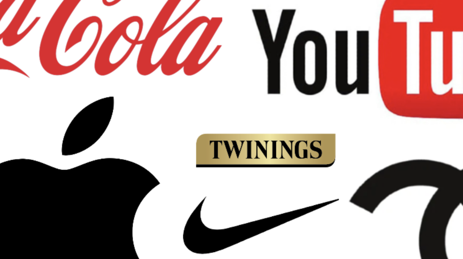 Logos from Apple, Coco-Cola, Chanel, Nike, Twinings and YouTube