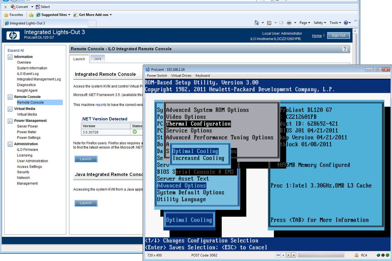 With the iLO3 advanced upgrade you get full KVM-over-IP remote control and virtual media services.
