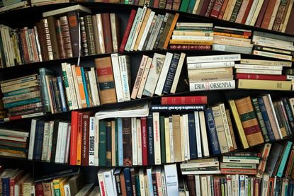 A lot of books on a shelf.