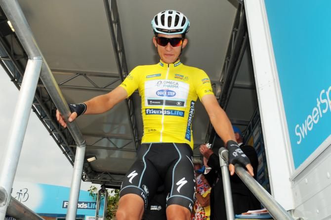 Michal Kwiatkowski (Omega Pharma-QuickStep) in the leader's yellow jersey