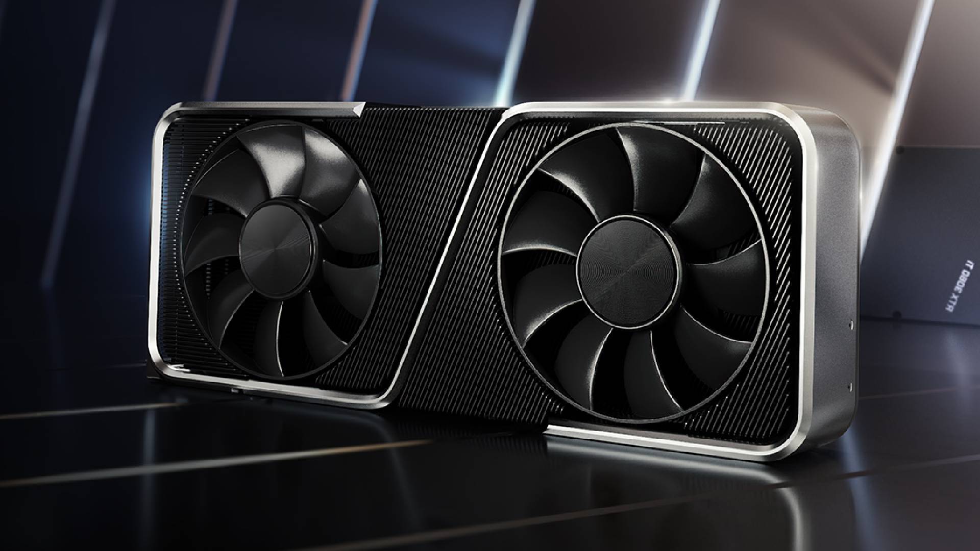 Nvidia RTX 3060 graphics card with mirrored backdrop.