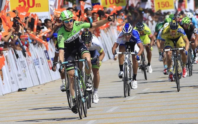 Theo Bos (Belkin) wins stage 7 at Tour de Langkawi, the Dutch sprinter's second stage win of the race