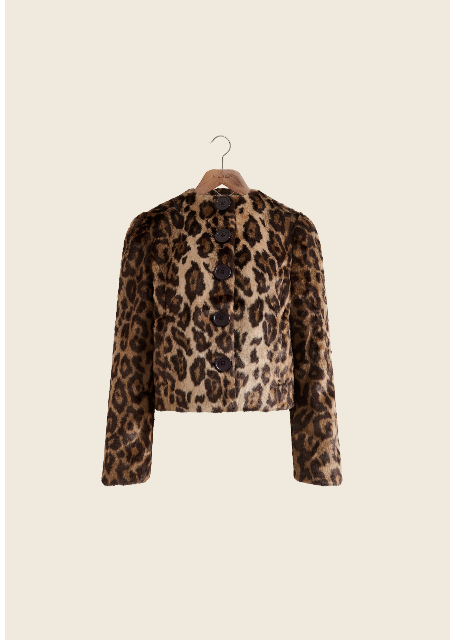 Collarless Leopard Jacket
