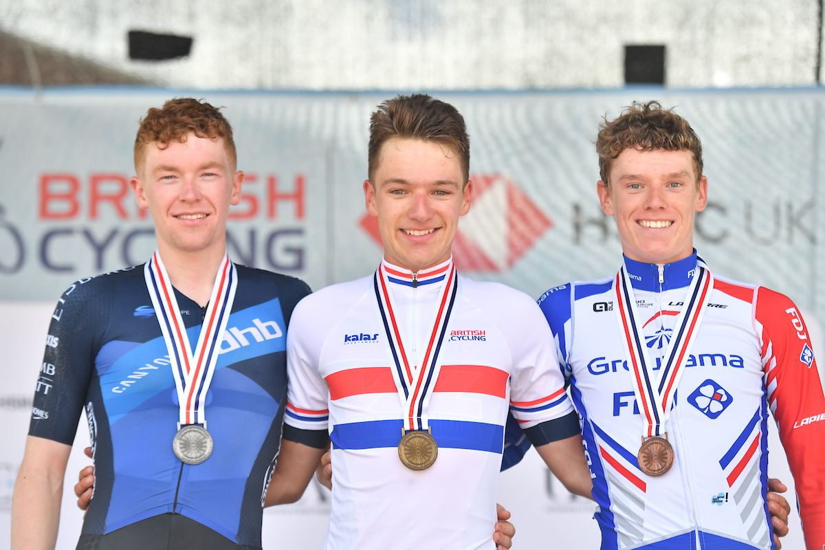 The U23 podium: Matthew Bostock, Ethan Hayter, Jake Stewart (L-R)
