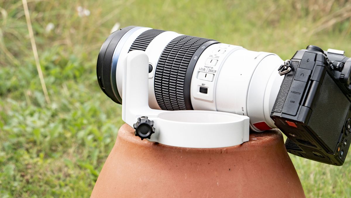 OM System M.Zuiko Digital ED 50-200mm F2.8 IS Pro lens with its collar removed