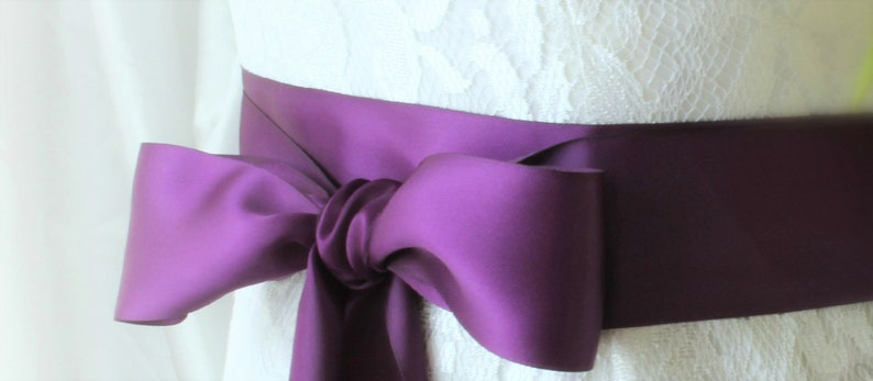 Purple Satin Sash Belt: Wedding, Bridesmaid, Flower Girl
