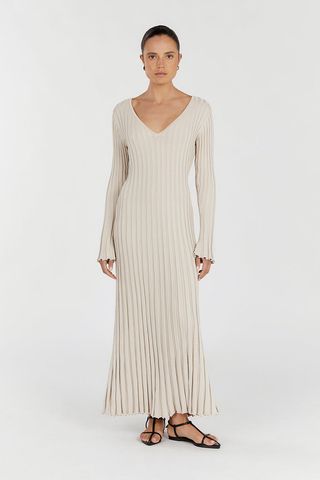 Reign knitted midi dress with stone sleeves