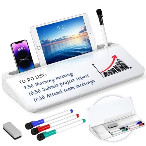 Desk Glass Whiteboard With Storage 