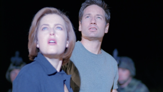 Scully and Mulder in the "Dreamland I" episode of The X-Files
