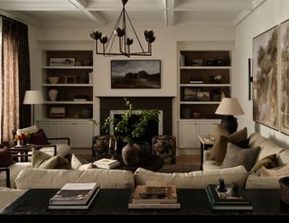 Neutral layered lighting living room