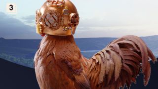 Arc Raiders: A close-up of Scrappy wearing a divers helmet.