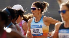 NEW YORK, NEW YORK - NOVEMBER 06: Stephanie Bruce of the United States competes in the Women's Professional Division of the TCS New York City Marathon on November 06, 2022 in New York City.