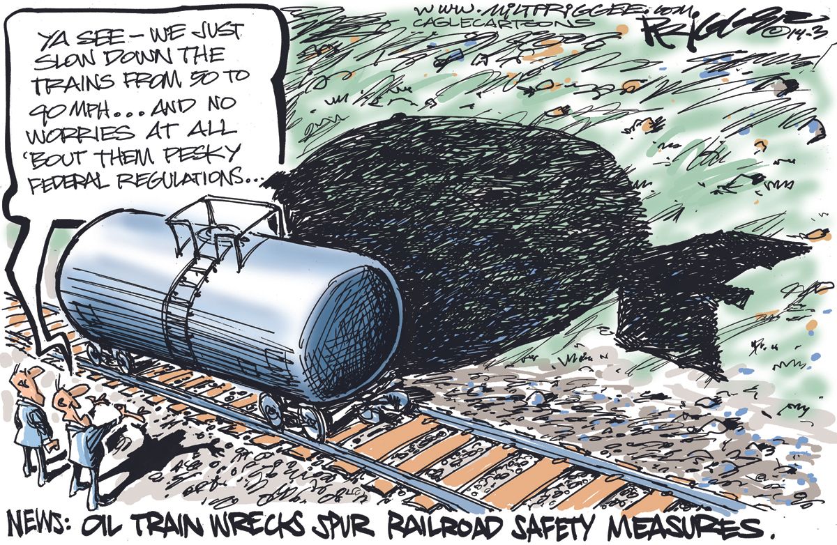 
Political cartoon U.S. Oil Trains