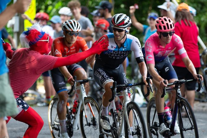There's always an enthusiastic roadside crowd at the US Nationals