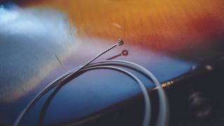 Guitar string on an electric guitar