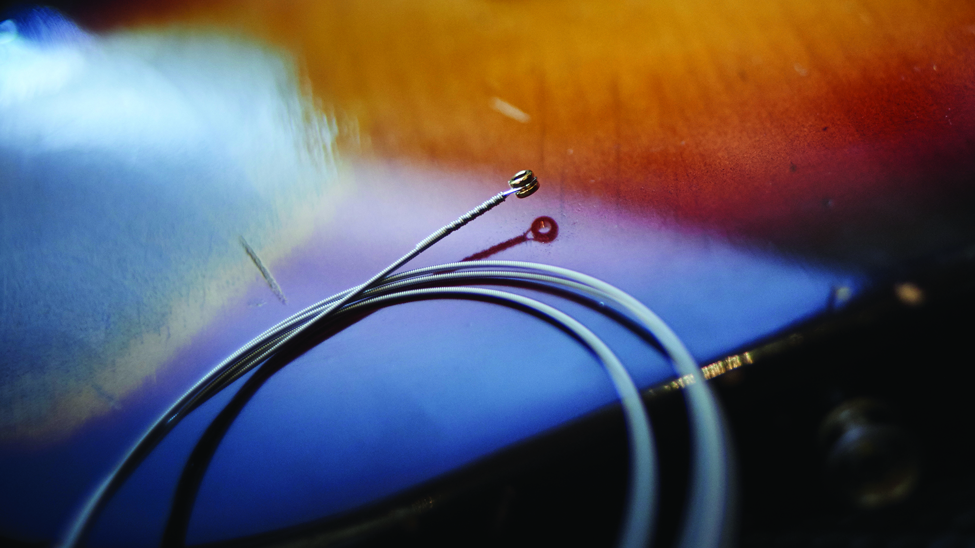 Guitar string on an electric guitar
