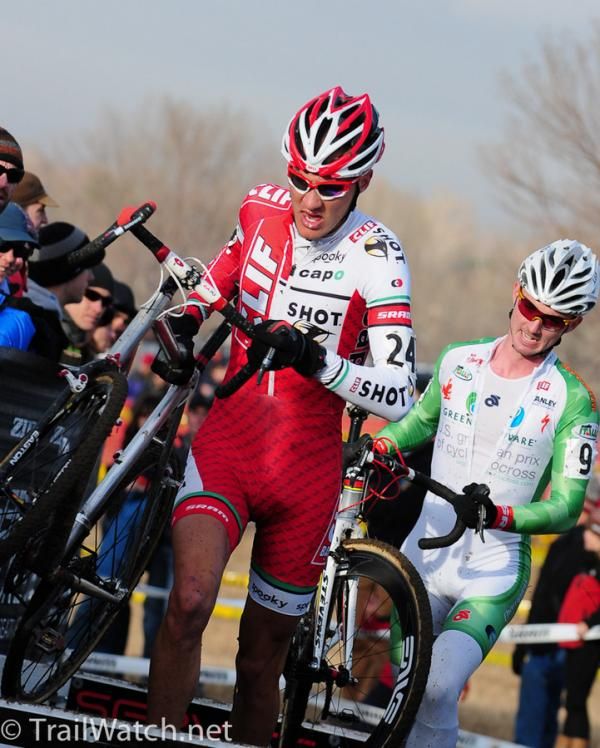 Brady Kappius (Clif Bar) locked in a long battle with Luke Keough (Champion Systems).
