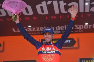 Vincenzo Nibali on the Giro d'Italia's stage 16 podium