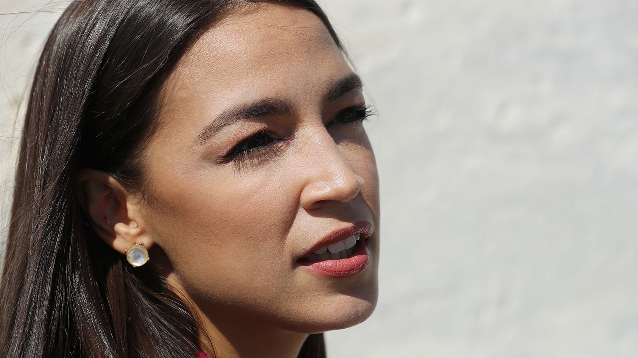 WASHINGTON, DC - SEPTEMBER 27: Rep. Alexandria Ocasio-Cortez (D-NY) talks to reporters before heading into the U.S. Capitol Building for final votes before a two-week state work period September 27, 2019 in Washington, DC. Following the release of a whistle-blower complaint claiming abuse of power by President Donald Trump, the House Democratic leadership announced this week that it is launching a formal impeachment inquiry. (Photo by Chip Somodevilla/Getty Images)