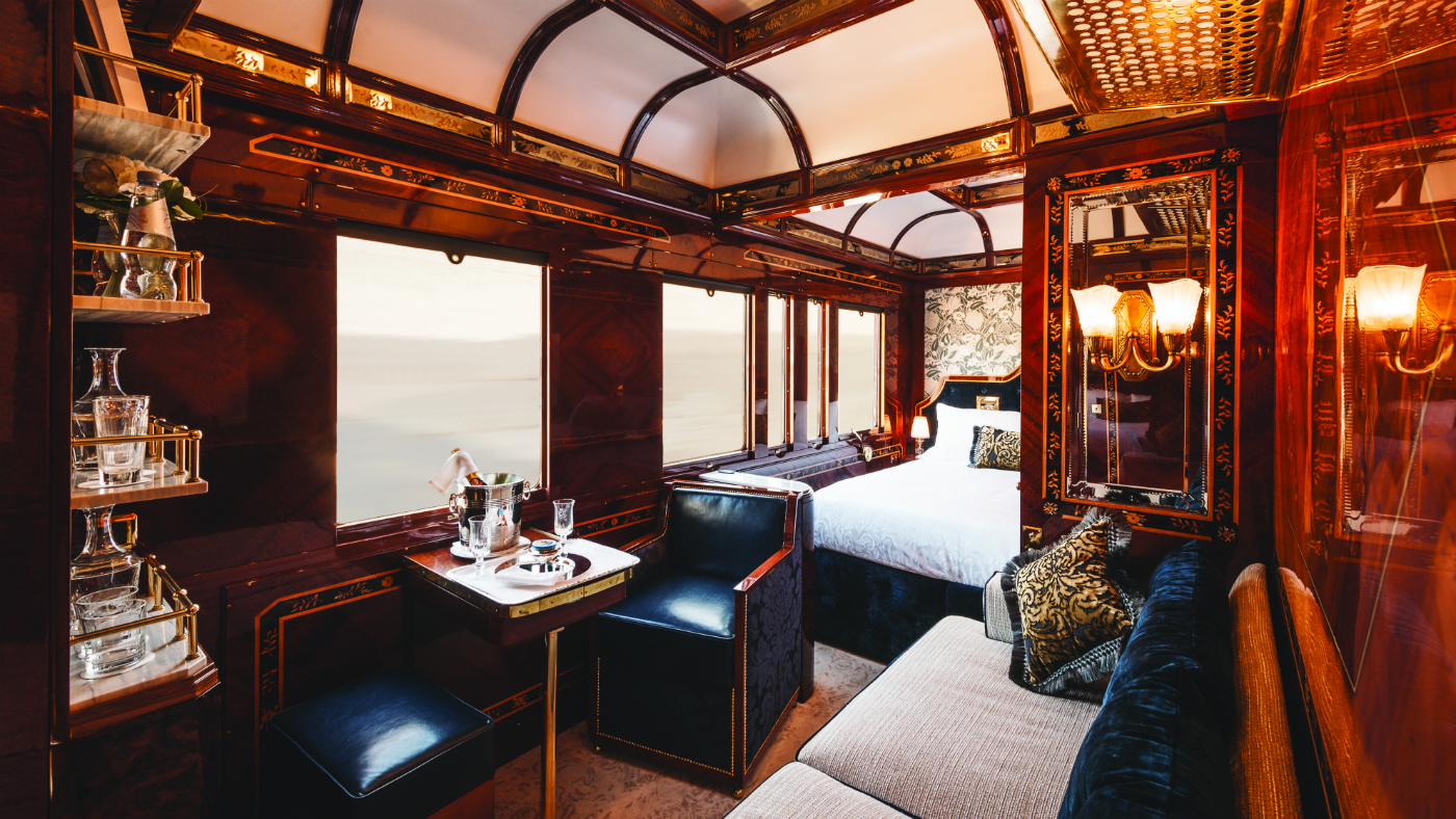 The Venice Simplon Orient-Express luxury train in Venezia S Lucia