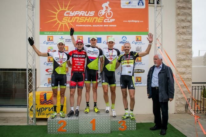 Elite men's podium: Rudi van Houts, Jan Skarnitzl, Ondrej Cink, Thomas Litscher, Wolfram Kurschat