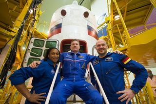 Jeanette Epps is pictured with her wouldbe crewmembers Russian cosmonaut Sergey Prokopyev and European astronaut Alexander Gerst in Kazakhstan in December 2017, the month before she was taken off the mission launching in June 2018 and replaced by NASA colleague Serena Auñón-Chancellor.